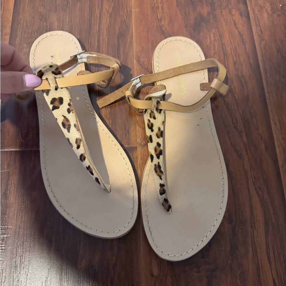 Leopard Print Tan Sandals